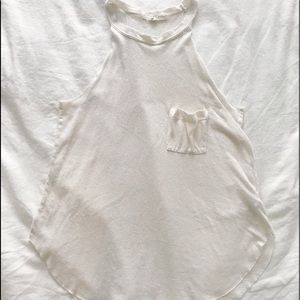 Urban Outfitters Cream High-Neck Pocket Tank